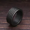 Couleur noire / argent vintage 14k Anneau rayé en or pour hommes Femmes Personnalité Fashion Punk Men Rings Bijoux Cadeau