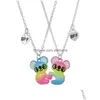 Schmuck Sommerstil 2pcs/Set Heart Cat Animal Anhänger Mädchen BFF Halskette für 2 beste Freunde Kinder Freundschaft Drop Lieferung Baby, Mutter Dhqnv