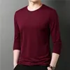 Homir tshirts de manga longa Slim Men Tshirt Young Man Solid Autumn Tops Tees Camisa Oneck para Male Boys Tshirt 240401