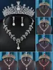 Kopfbedeckungen 1PC Braut Strasskrone Tiara Schleier Halskette Set von drei Mädchen Performance Geburtstagsgeschenk Haarzubehör