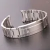 Titta på band 20mm 316L Rostfritt stål Watchbands Armband Silver Borstat Metal Curved End Ersättning Link Distribution Clasp Strap4514725