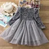 Sequin Girls Princess Party Robes pour 3 à 8 ans pour enfants Anniversaire Mariage de soirée Robe de bal de bal de printemps