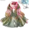 Shawls Long shawl wrapped womens beach sun protection headscarf bandana headscarf flower printed silk scarf chiffon Kerchief neck scarf 50x160cmL2404