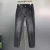 Men's Jeans designer light luxury European goods black and gray three-dimensional printed washed men's jeans, versatile elastic slim fit small straight leg pants 1Y8X