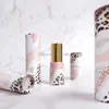 Opslagflessen lege papieren lippenstiftbuis 12,1 mm roze luipaard lipbalm cosmetische container luipaard-print paperig 50 stks