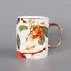 Mugs Creative Bone China Coffee Mug Cute Colored Fruit Porcelain Tea Cup European Household Ceramic Breakfast Milk Water