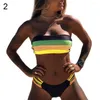 Costumi da bagno imbottito imbottito di costumi da bagno in bikini set wireless Donne a tubo senza spalline Stripes patchwork