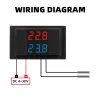 DC 12V 24V LED Dual Display Digital Thermometer Temperatuursensor Tester Dual NTC Waterdichte metalen sonde 4V-28V voor auto