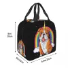 English Bulldog Unicorn Lunch Bag for Women Resuable Insulated Thermal Cooler Bento Box Kids School Children Food Tote Bags