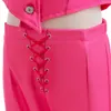 Costume de Barbi de film pour les filles pour les tout-petits Margot Robbie Barbe Pink Top et pantalon évasé Conserver Kids Halloween Birthday Party Cabille 240327