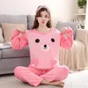 Abbigliamento da casa zoolim autunno inverno donne pigiami set spesse abiti da velluto a corallo caldo flanella manica lunga cartone animato orso pantaloni animali da sonno abbigliamento