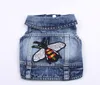 Маленькая собачья кошачья джинсовая куртка для пчел пчелы дизайн джинсовой джинсовой ткани для питомца.