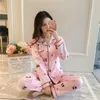 Home Clothing Pure Cotton Cardigan Embroidered Long Sleeves Full Pants Women Pyjamas Women's Autum Fashion Pajamas Suit