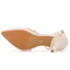 Kleiderschuhe Kristallkönigin Zehen Elfenbein weiße Perle Hochzeit Braut dünne High Heels elegante weibliche Party -Knöchelgurt sexy Sandalen H240409 JRK4