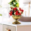 Vaser centerpieces vintage bankett guld bord metall skrivbord blommor retro heminredning