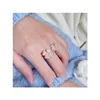 Band Rings Four Leaf Clover Ring Natural Shell Gemstone 925 Sier For Woman Designer T0P Highest Counter Advanced Materials Diamond C Dhpr0