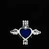 10st Plain Charm Heart Wing Pearl Cage Locket Aromaterapy Diffuser Pendant For Men Women Halsband Armband DIY SMYCKE