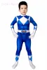 Kids Blue Ranger 3D Printed Jumpsuit Helmet Children Halloween Carnival Superhero Billy Cosplay Costume Boys Zentai Bodysuit