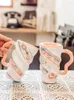 Kubki duża filiżanka ze słomkowym ceramicznym kubkiem Śliczna łyżka łyżka wielokrotnego użytku dla dziewcząt osobowość kawy herbata herbaty domowe biuro