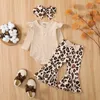 Zestawy odzieży Spring Baby Girl Ubrania Zestaw Fashion Urodzony niemowlę Solidny kolor żebrowane romperowe spodnie Pałąk napęd