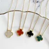 Van Zuid -Korea Lucky Four Leaf Clover ketting roestvrijstalen hanger met diamant maas rode sleutelketen sieraden dames eenvoudige sieraden