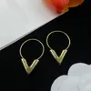 Luxus -Hoop -Ohrringe Klassiker Designer Buchstabe v Ohr Drop Dangle Gold Silber plattiert Edelstahl Ohrstiel Food Frauen Jewerlry Hochzeitsfeier Geschenk Hochqualität