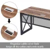 Bon Augure Industrial Home Office biurka, rustykalne drewniane biurko komputerowe, solidne metalowe biurko (60 cali, dąb vintage)
