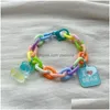 Jóias Bracelete pendente de urso fofo para meninas Cadeia ajustável amizade colorf Coração entrega por atacado entrega bebê, crianças mater dhzq2