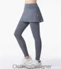 Ll femmes yoga leggings jupe fausse pantalon de survêtement en deux pièces
