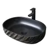 Modern handfat svart oval keramisk bassäng tvättbassäng lyx badrum bassäng toalettfartyg