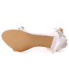 Scarpe eleganti cristallo regina donna sandals estate con tacchi alti peep dita della fibbia décollana dà da sposa festa di lussuoso diamante lady white wedding h240409 4crx