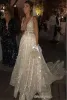 2024 Sparkly Wedding Dress v Line v Neck без спинки поезда свадебные платья Robe de Mariee Garden Western Country