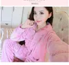 Home Clothing Winter Long Sleeve Lapel Women Pajamas Set Cartoon Flower Coral Fleece Thick Warm Pyjamas Female Flannel Sleepwear Suit