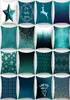 4545CM TEAL BLUE CUSHION COVER Polyester Peachskin Geometric Pillow Case Dekorativa kuddar Living Rome Kastkudde1951333