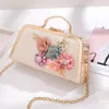 Evening Bags 2024 Tote Women Floral Metal Frame Chain Day Clutches Small Shoulder Hand For Party Wedding Purse