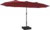 Les grands parapluies de patio de 15 pieds avec base incluse, parapluie du marché rectangle double face extérieur avec manche à manivelle, pour la piscine