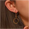 Boucles d'oreilles Hoop Huggie 2023 minimalistes à trois chutes 18k Bijoux imperméables personnalisés en or pour les femmes DHZR