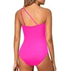 Dames badkleding een schouderstuk zwempak dames schuin hol 1 stevige kleur sexy baden strand bikini's