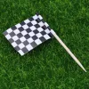 24/48pcs Racing Flag Toothpicks Checkered Flag Picks Appetizer Toothpicks Fruit Sticks for Cocktail Party - Black and White