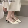 Sandálias moda slingback women elástico banda traseira tira plana pontual dedo mule 2024 design de marca sapatos de balé feminino MUJER