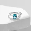 Cluster anneaux Modian 925 Silver Sterling Colorful Adjustable Ring Paraiba Couleur CZ Elegant Crystal Pearls for Women Fine Bijoux