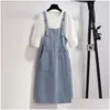 Basic Casual Dresses Oc829M57 Denim Strap Skirt Womens Spring/Summer Dress Two Piece Set For High Waisted Top Luxury Customization Dro Dhw8D