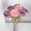 Decorative Flowers Pink Roses Wedding Bouquet Real Touch Artificial For Home Decor Flower Arrangement Valentine's Day Gift