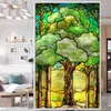 Window Stickers Church Colored Frosted Film Stained Glass Sticker Self Adhesive Static Cling For Door Custom Size Tree