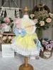 Hundkläder Dog Apparel Spring Summer Yellow Pet Clothes Cute Print Handmased Lolita Princess Dress For Small Medium Puppy Comes Party kjolar L46