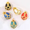 Juya Handmade 18K Real Gold Plated Copper Lucky Egg Oval Coloful Enamel Charms For DIY Women Bridal Evening Party Jewelry Making