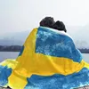 Coperte coperta bandiera svedese per il divano letto di viaggio nazionale giallo blu cultura concetto