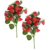 Party Decoration Lifelike Strawberry Stem Simulation Bouquet Fake Flowers Artificial Plant Ornaments