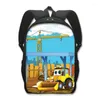 Bolsas escolares Cartoon Caminhão Carro Backpack Engenharia Veículo Escavadeira Prind School School School for Kids Boys Student Sport Travel 16 polegadas Daypacks