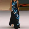 Casual Dresses Women Maxi Dress Party V Neck Sleeveless With Pockets Print Summer Women's Loose Plain